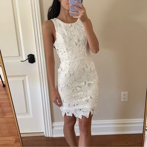 Astr White Floral Lace Sleeveless Sheath Dress
